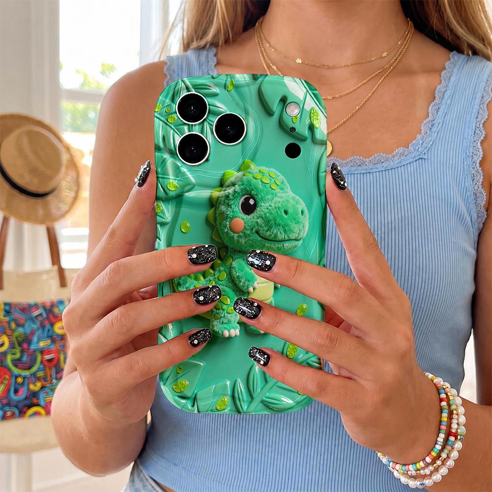 Lovely Cartoon Daily Wavy Frame Silicone Case For iPhone 17 16 15 14 Pro Max Plus XR XS Anti Drop Soft Phone Cover