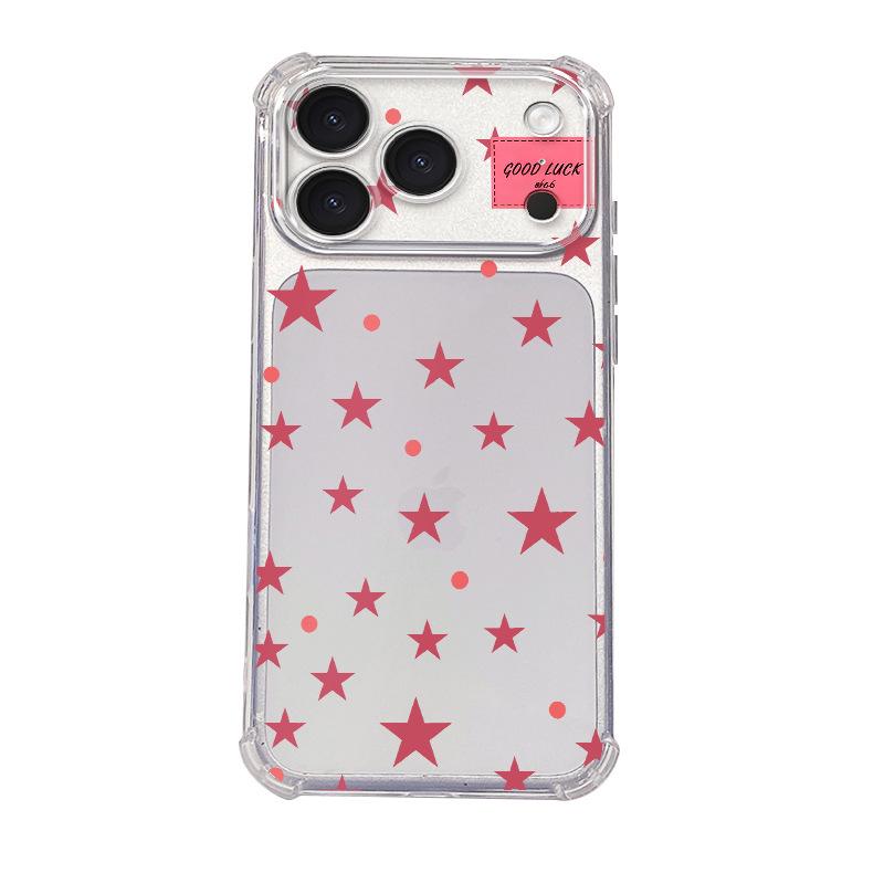 Factory direct supply Small fresh pink star pattern mobile phone case Four corners airbag anti-drop picture iPhoneAIR