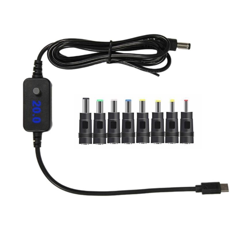 

Кабель для зарядки Type C на 5,5x2,5 мм с цифровым дисплеем 5 В 9 В 12 В 15 В 20 В регулируемый с 8 наконечниками-коннекторами для электронных устройств 1
