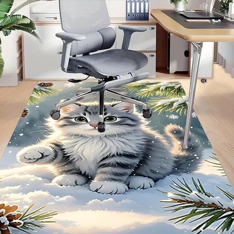 1PC cat snowflake Carpet Ultra Soft, Thick & Absorbent, Non Slip Machine Washable Mat for Entryway
