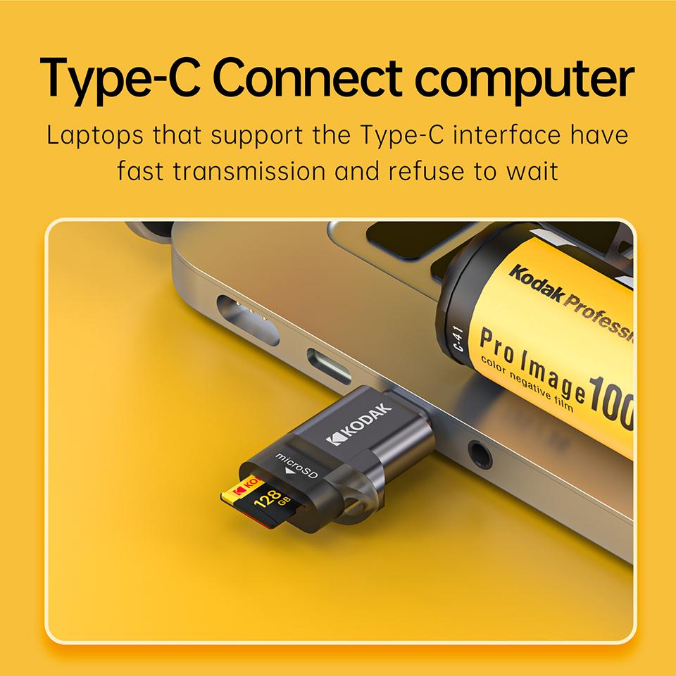 Kodak Type-C Micro SD Card Reader TF Memory Card High-speed Transmission Adapter