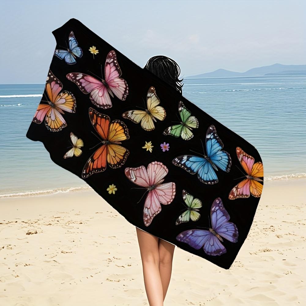 Colorful Butterflies Microfiber Bath Towel Set Fast Dry Ultra-Fine Highly Absorbent Contemporary Look Ideal for Pool Travel Home