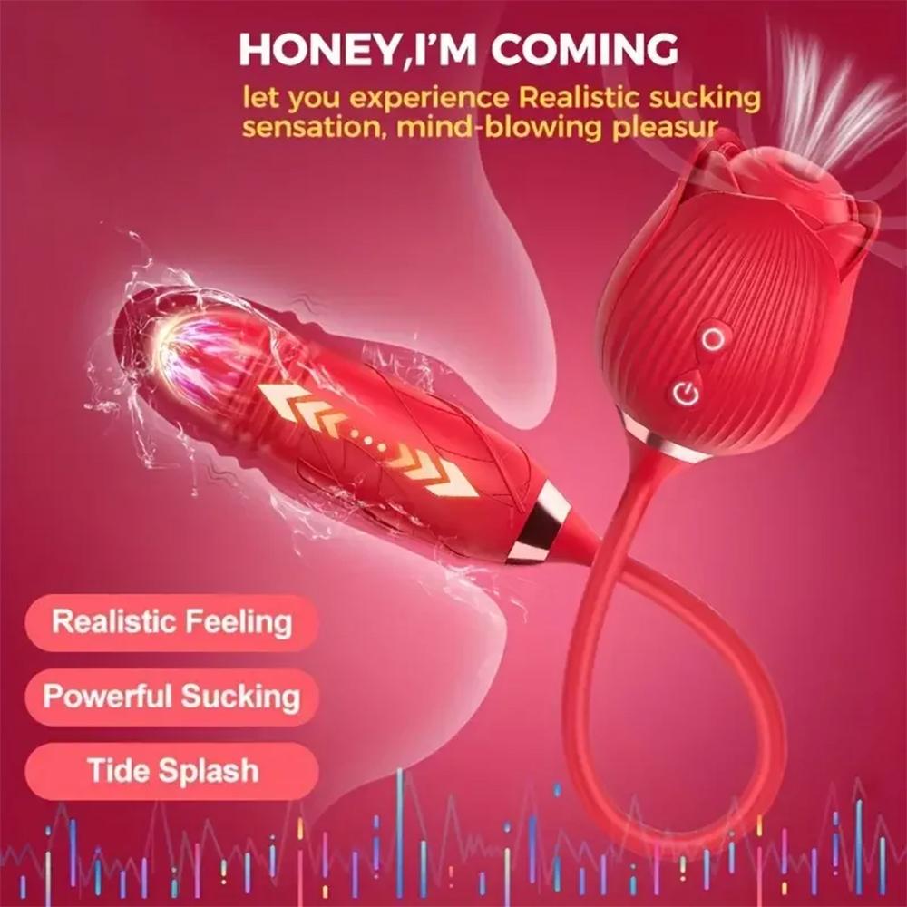 Rose Sucking Vibrator for Women Dildo Thrusting Vibrating Clit Sucker Nipple Clitoris Stimulation Female Sex Toys for Adults 18+