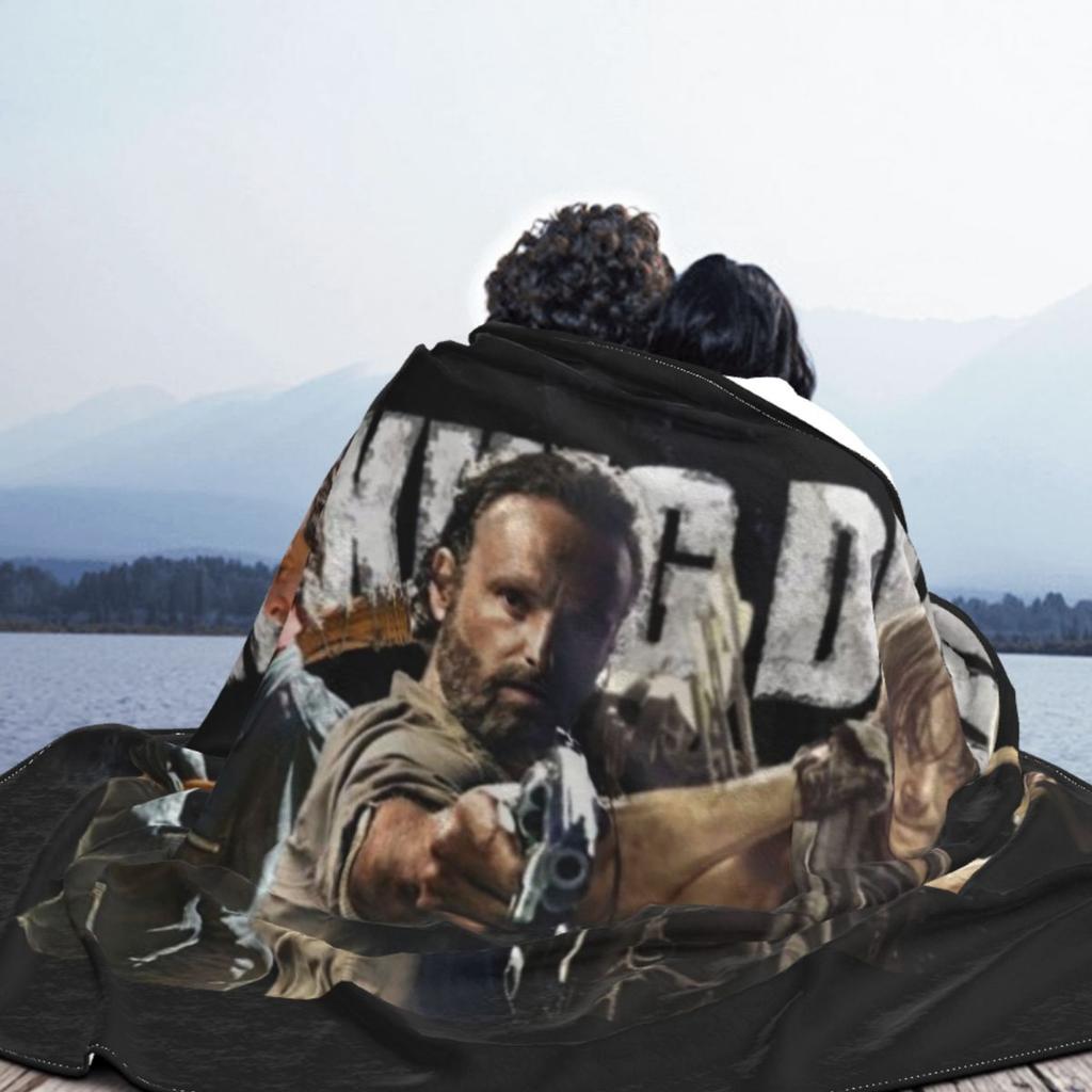The Walking Dead Jeffrey Dean Rick Grimes Daryl Dixon Blanket Flannel Horror Movie Warm Throw Blanket for Bedroom Sofa Bedspread