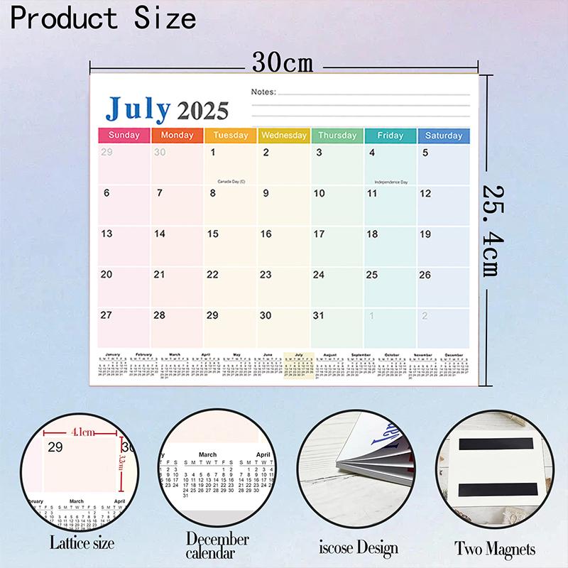 Magnetic Calendar from July 2025 - December 2026, 12x10 Inch Magnetic Calendar Refrigerator Magnets Paper Planner 18 Months