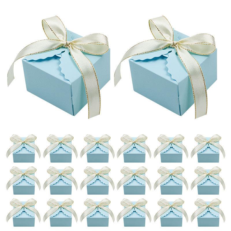 European Candy Box, Five-Color Bow Square Wavy Candy Box, Wedding Gift Packaging Box.