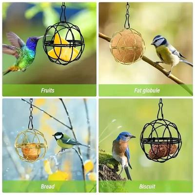 &Metal Suet Ball Bird Feeder With Hanging Chain Squirrel Proof Outdoor Garden Birds Hummingbird Feeders Ball Shape Grass Feeder
