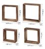 Rustic Wood Squre Shelves Wall Mounted Home Decorative Cube Display Shelf Shadow Boxes Set of 4 for Living Room Bedroom Office