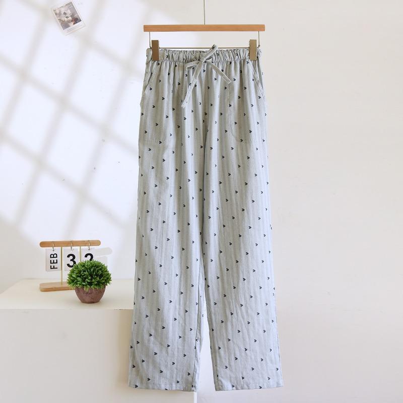 2026 New Spring and Autumn Women's Sleeper Pants 100% Cotton Gauze Loose Cute Pants Large Cartoon Home Pants Bottoms