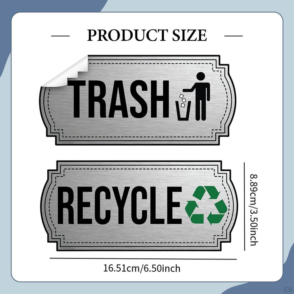 6 Pieces Trash and Recycle Stickers Decal Portable Self Paste Sorting Stickers, Recycling Bin Labels