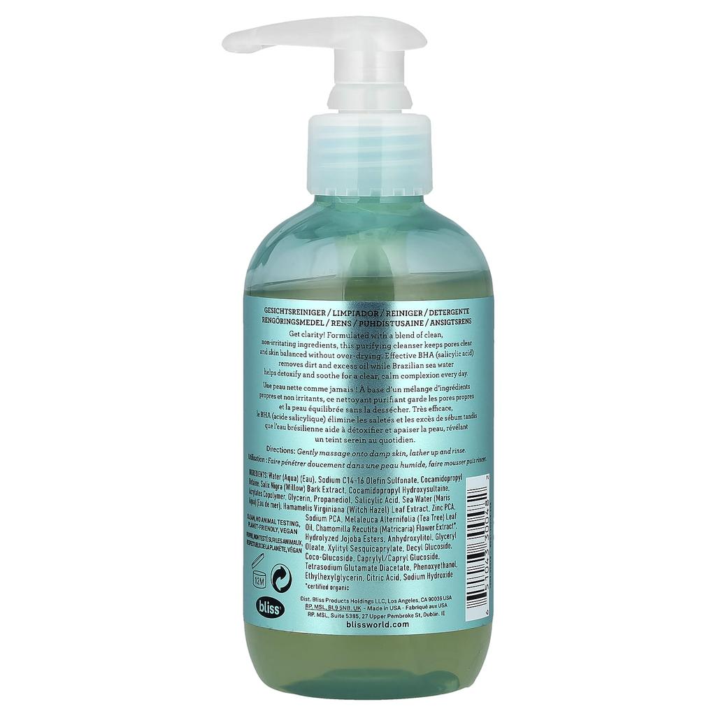 Bliss, Clear Genius™, Clarifying Cleanser, with BHA + Brazilian Seawater, 6.4 fl oz (190 ml)