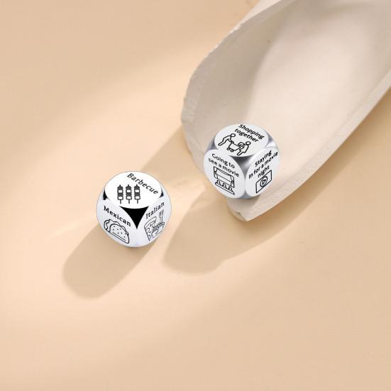 Date Idea Decider Dice Portable Stainless Steel Adults Couple Decision Dice 6 Sides Food Takeaway Decision Dice Girlfriend Boyfriend Gift