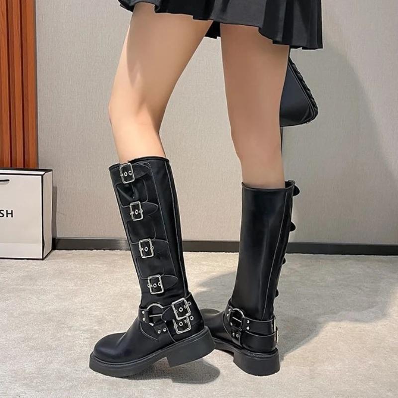 Fashion Fleece-Lined Platform Women's Long Boots Autumn Winter Ladies Knee High Shaft Shoes Gyaru Gothic Designer Luxury Trend 2025 Boot