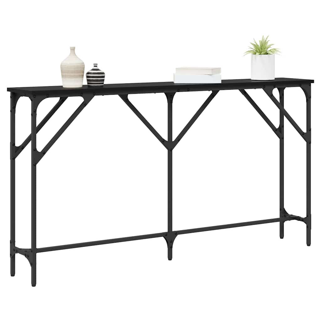 Console Table Black Oak Effect 140 X 23 X 75 Cm