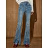 Coolhut2025 Autumn and Winter New Women's Fashion Versatile Slimming Slit Bootcut Jeans Women's Flared Jeans