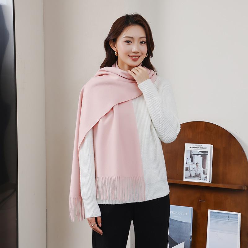 Luxurious Women's Cashmere Wool Scarf: Versatile Solid Color Shawl for Autumn and Winter