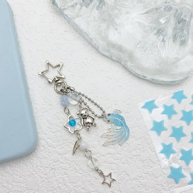 Encanto de Teléfono de Medusa y Estrella con Cuentas Inspirado en el Mar Llavero Colgante Multiusos Soporte para Llaves Resistente