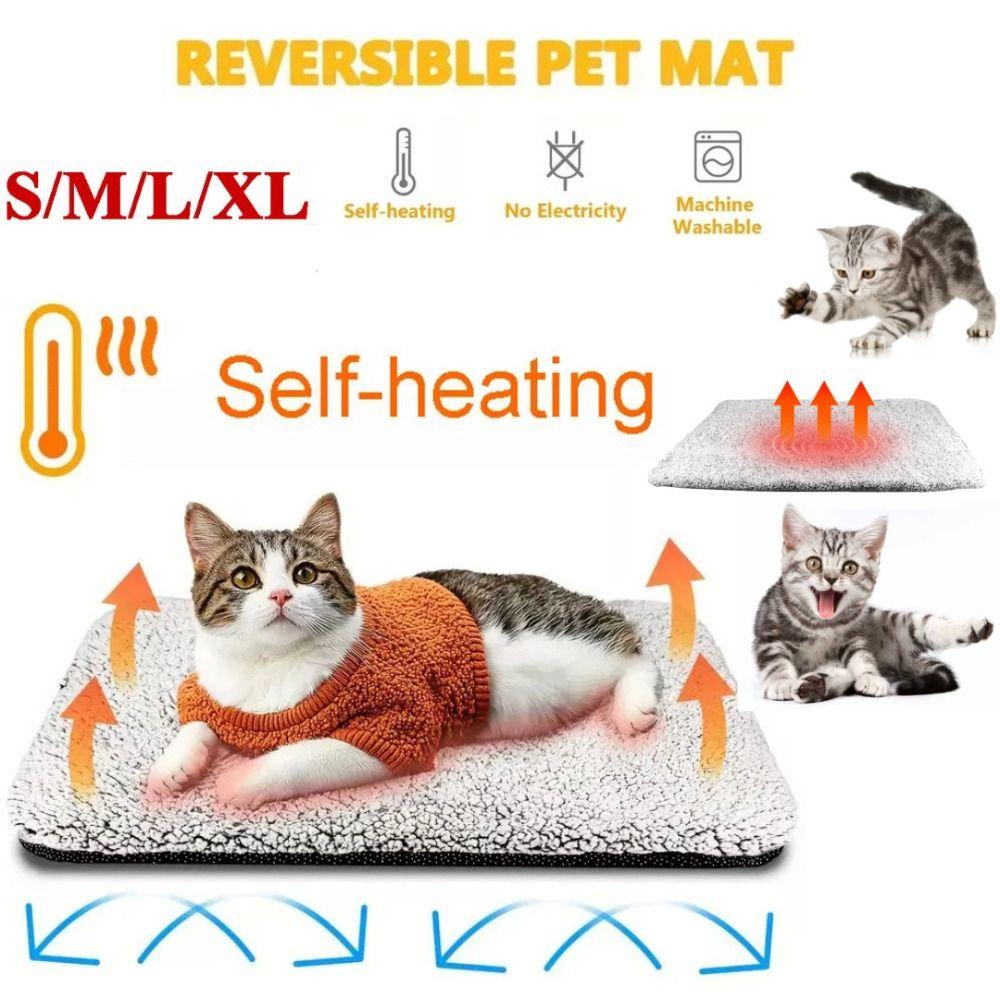 

Soft Self Warming Cat Bed Washable Winter Thermal Blanket Self Heating Pet Pad for Indoor Outdoor S-40x50cm