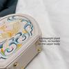 Vintage Embroidery Round Shoulder Bag, Zipper Handbag, Classic Trend Niche Satchel Bag