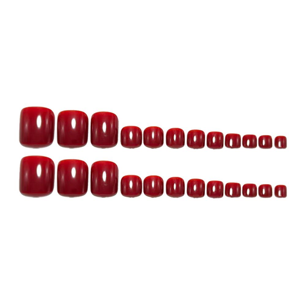 Elegant Wine Red Wearable Nail Stickers for Toes - Finished Manicure