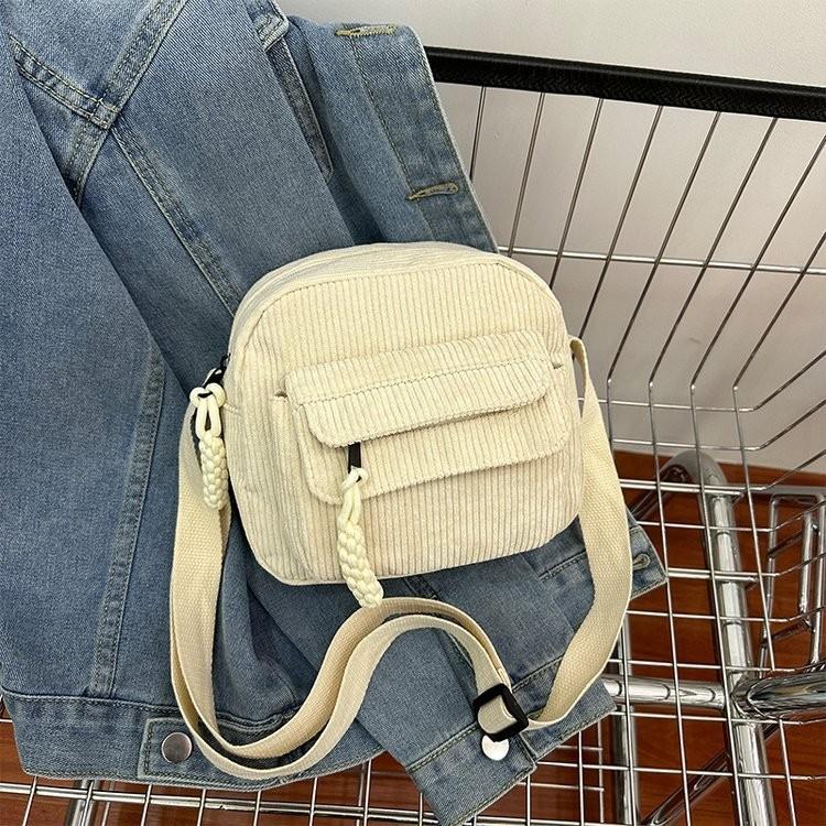 Stylish Mini Corduroy Crossbody Bag For Women In Fresh Colors Soft Fabric Design