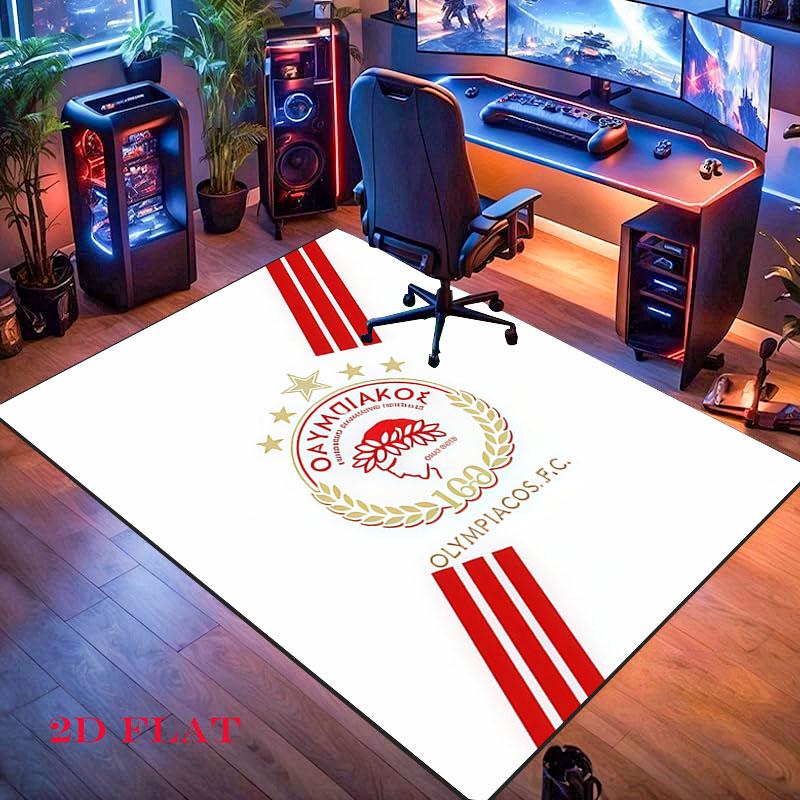 Tappeto Olympiacos F.C. per Soggiorno Camera da Letto Casa Decorazione Divano, Tappetino Antiscivolo per Giochi Bambini