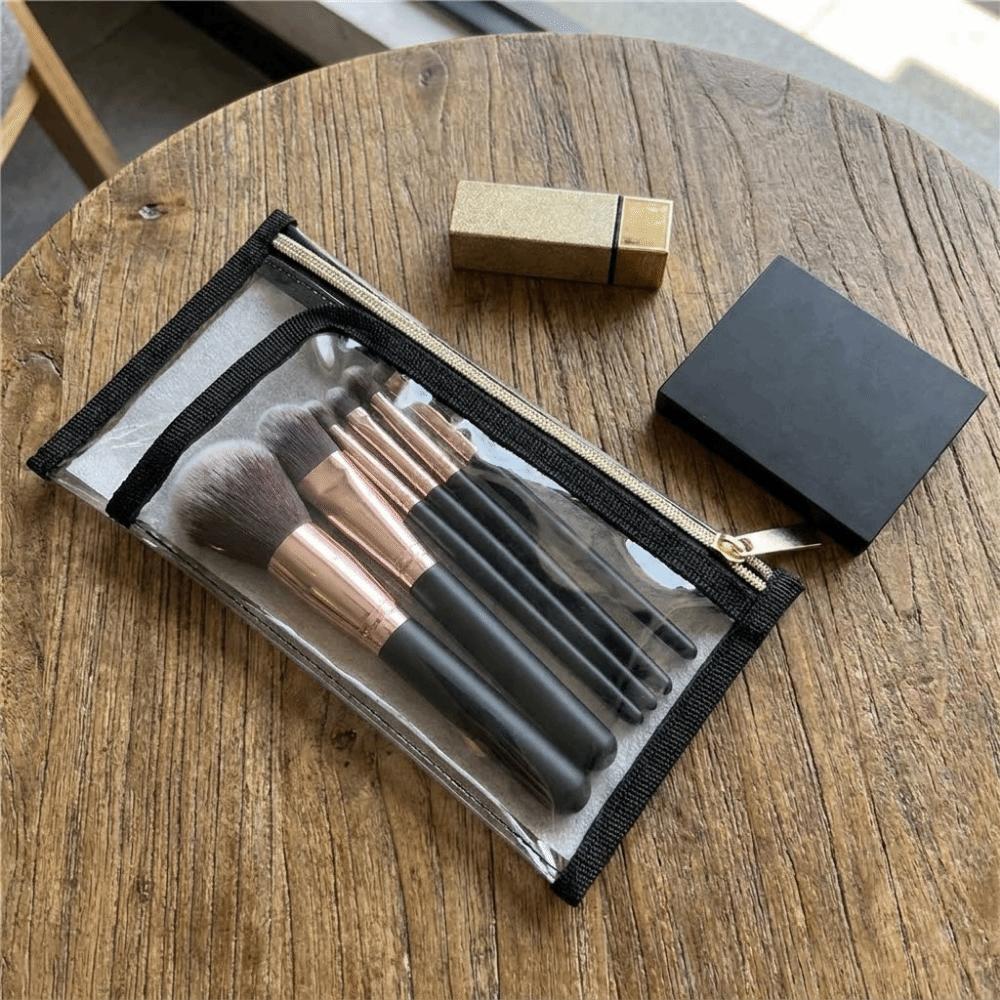PVC Makeup Brush Bag Multi-layer Design Waterproof Cosmetic Storage Bag Transparent Document Storage Bag Toiletry Storage