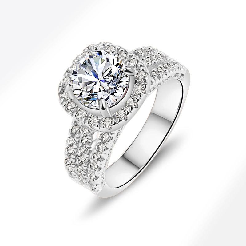 

Trendy Gold Plated Ring With Micro Pave Zirconia Elegant Engagement Band For Women Fine Jewelry Accessory No. 10 платиновий