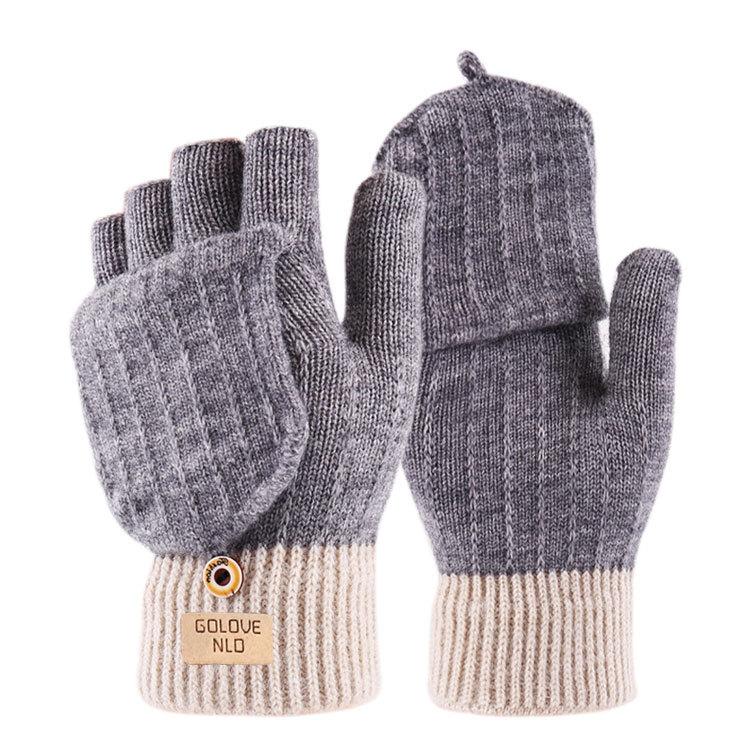 Gloves Winter fleece thickened cold riding knitted gloves warm unisex wool gloves