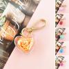 Llavero colgante decoración de rosa falsa forma de corazón flor eterna Clip inoxidable bolso de hombro decoración colgante llavero colgante