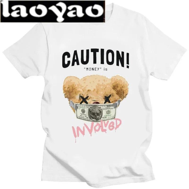 Tricou cu imprimeu cu ursuleț de pluș cu bani Tricou unisex pentru femei.