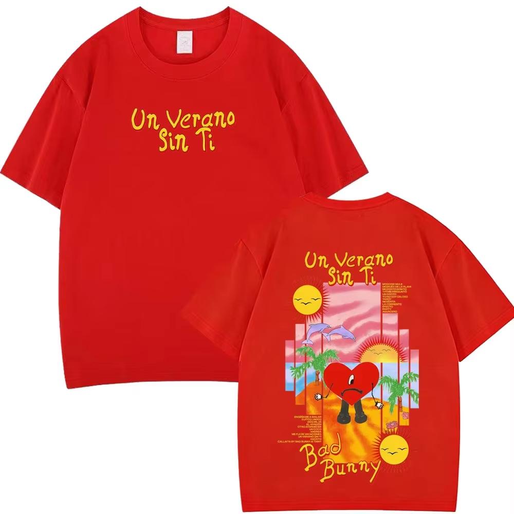 Bad Bunny Un Verano Sin Ti Fashion Printed Tees Unisex Unisex Oversized Tshirts Loose Casual Cotton Oversized Unisex Couples Soft