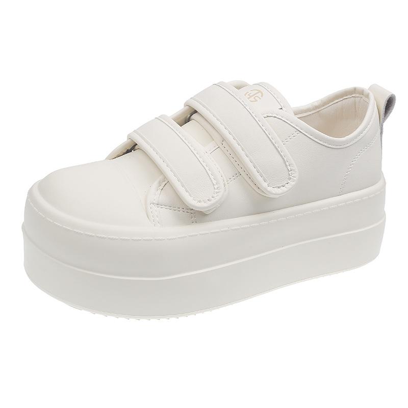 

Уродливые милые маффины на липучках маленькие белые туфли женские 2025 весна новый шикарный нишевый дизайн кожаные студенческие туфли хлеб 35