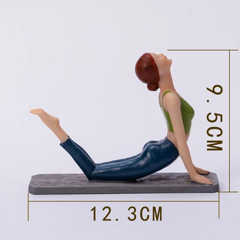 Creative Painted Yoga Girl Figures Statue Crafts Desk Decoration Yoga Sports Character Sculpture Ornaments Room Aesthetics Decor
