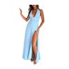 Women's Halter Deep V Neck Maxi Dress Backless High Slit Long Cocktail Party Dress Sexy Sleeveless Evening Gown