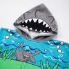 Ocean Adventure Shark Flat Print Hooded Beach Towel Kids Toddler Boy Summer Vacation Beach Pool Poncho Cloak Changing Robe