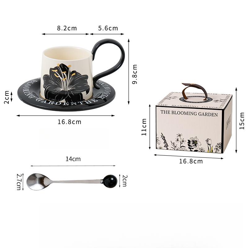 

Керамическая кофейная чашка в стиле ретро с блюдцем, легкая, роскошная, высокого класса, кофейная чашка для послеобеденного чая, кружка для дома, подарочная коробка, сувенир 260