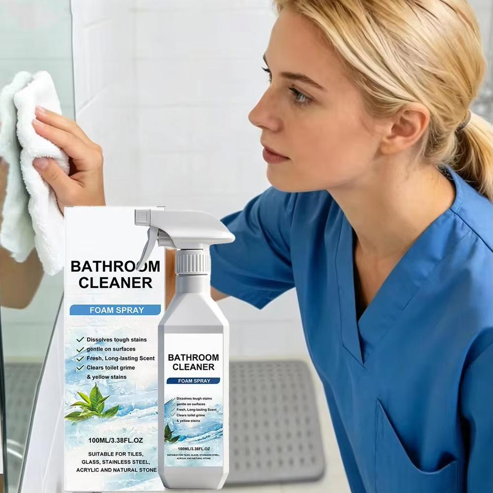 Powerful Bathroom Cleaner Spray Limescale Remover for Tiles Shower Glass & Taps Multi-purpose Stain Remover Fresh Scent 100ml