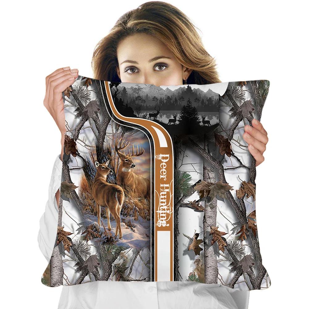 Animal Pillowcase Beautiful Wild Boar Hunting Reversible Printed Cushion Cover Home Fun Throw Pillow