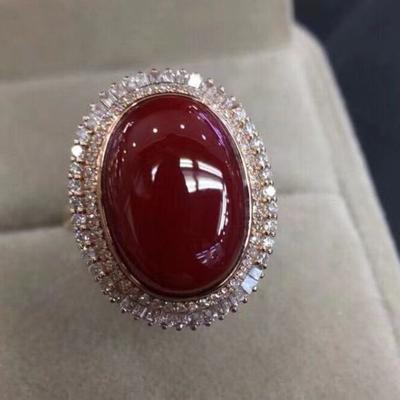 New  Inlaid Southern Rubellite Wedding Rings For Women Burgundy Adjustable Opening Classic Light Luxury Jewelry Gift
