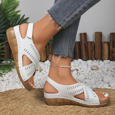 Keilabsatz dicke Sohle hohl leicht weiche Sohle Klettverschluss explosive Sandalen Damen