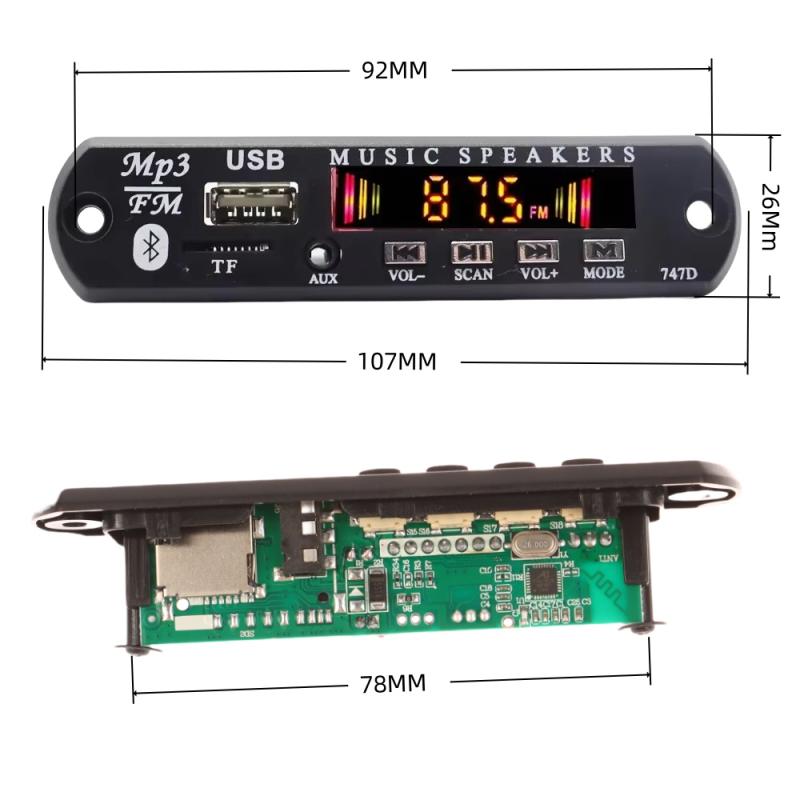 1 Set 12V Wireless Bluetooth 5.0 120W Amplifier Mp3 Player Decoder Board Car Audio Usb Tf Fm Radio Recording Call For Speaker