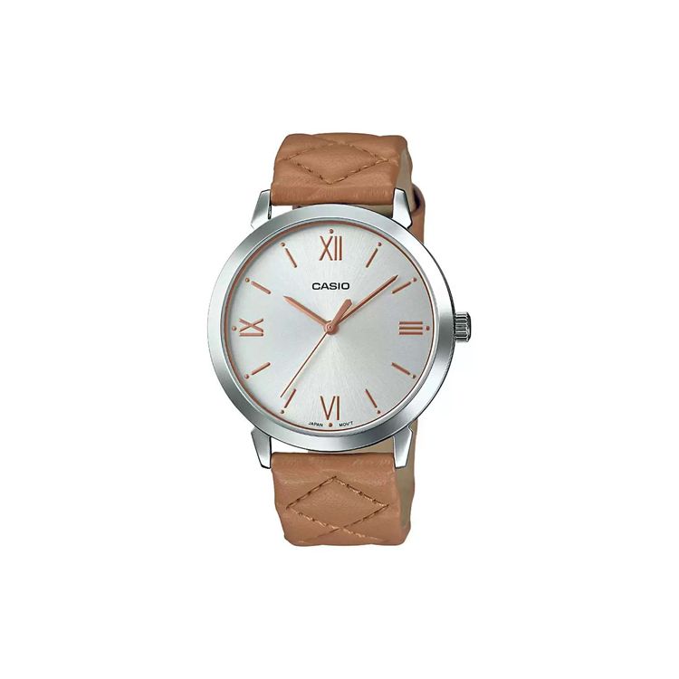 Casio 50M Waterproof Quartz Movement Leather Strap Watch 36Mm Women watches White LTP-E153L-5ADF White Dial