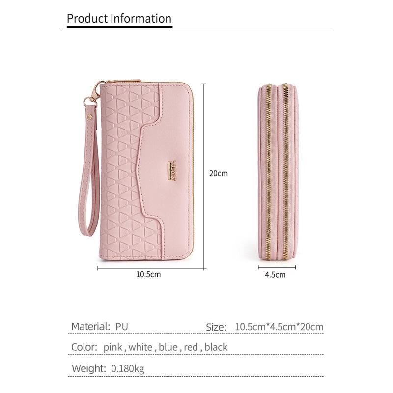 Women's Wallet Long Double Zipper Clutch Multi Function Mobile Phone Coin Purse Card Case Leather Clip High End Dinner Bag