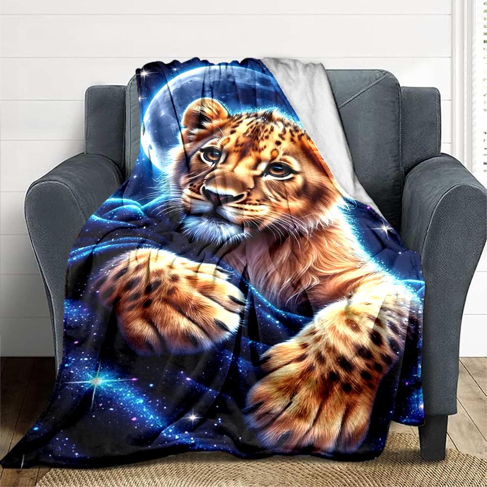 

1pc Leopard Print Blanket Lightweight Blanket Throw Blanket For Sofa, Bed, Travel, Camping, Livingroom, Office, Couch, Chair yy251010070 100x150cm