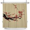 Chinese Style Plum Blossom Shower Curtain with Hooks Waterproof Polyester Bathroom Curtain Ink Painting for Home Decor 180x180cm