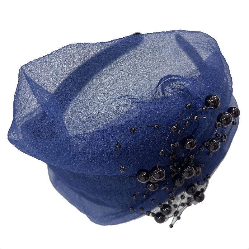 Dámská módní čepice turban z korálků Elegantní pokrývka hlavy večeře na čajový dýchánek