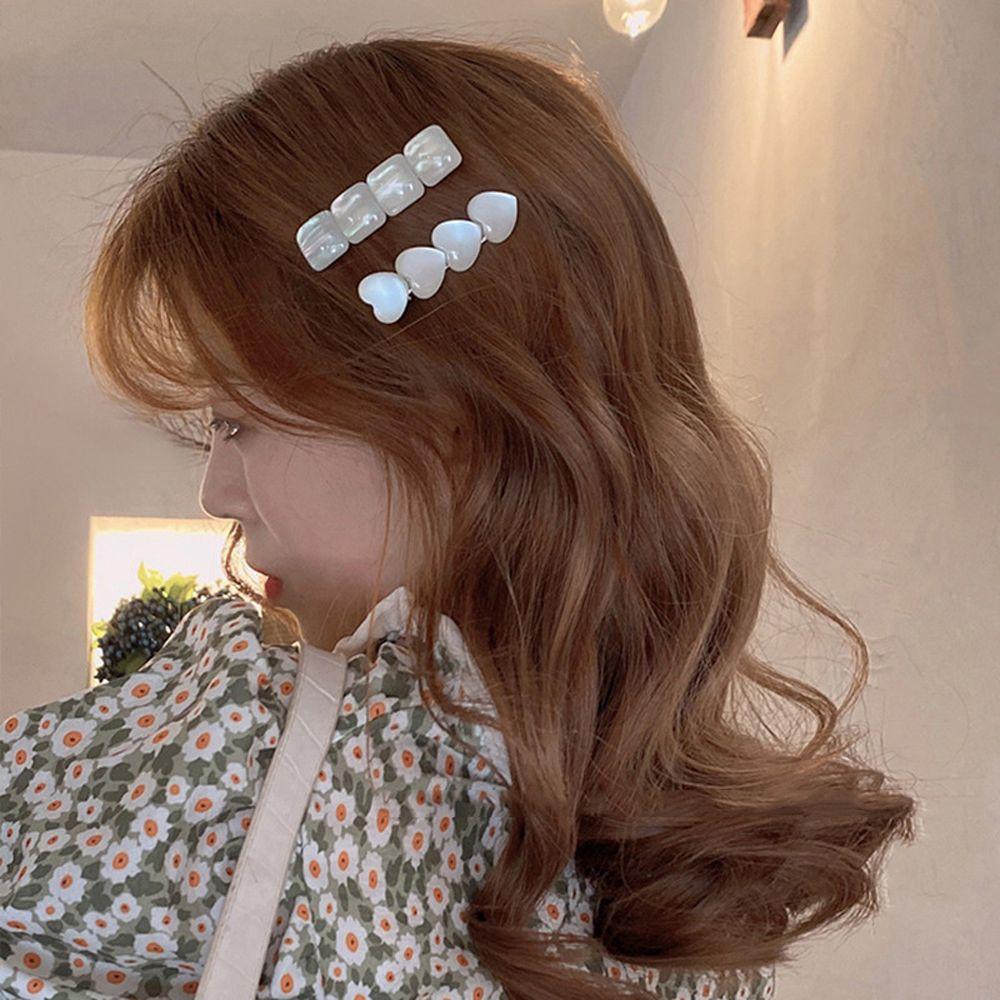 

Hairpin Geometric Hairpin Korean Style Barrette Women Hair Accessories Transparent Opal Side Clip