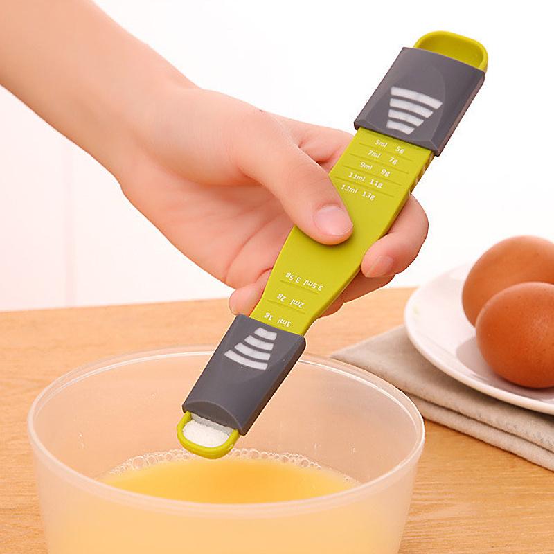 1PC Adjustable Kitchen Scales Measure Cup Double End Eight Stalls Measuring Spoon For Salt Soup Coffee Tea Powder Kitchen Gadgets