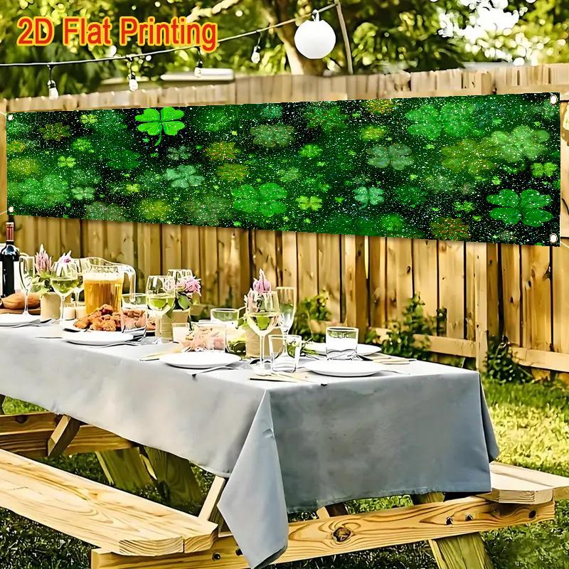 Patterned Polyester Fence Banner, Festive Durable Design, Outdoor Lawn Wall Holiday Celebration Party Supplies